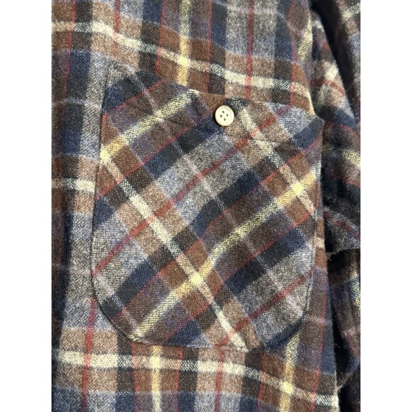 Vintage Woolrich Button Wool Long Sleeve Plaid Shirt Size L Made Usa 70s 80s 90s - Picture 4 of 14